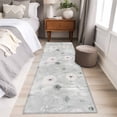 thumbnail image 5 of White Green Dandelion Large Area Rugs for Bedroom Living Room, Soft Non Slip Carpet Bedside Rug, Grey Floral Leaves Rectangular Floor Cover Kitchen Accent Rug 2'x6' for Dining Room/Office, 5 of 9