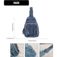 thumbnail image 5 of Sunyuer Women Vintage Denim Sling Bag, Lightweight Casual Crossbody Chest Bag, Multi Pocket Denim Fanny Pack Adjustable Strap Daypack for Travel Walking Commute, 5 of 7