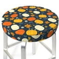thumbnail image 3 of Picia Autumn Pumpkin Maple Leaf Plants Pattern Round Stool Covers Comfy Seat Covers Stretch Removable Washable Chair Slipcover Round Bar Chair Cushion Cover-14 inch, 3 of 7