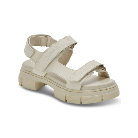 AQUA COLLEGE Womens Ivory Adjustable Waterproof Hux Round Toe Platform Slingback Sandal 7 M