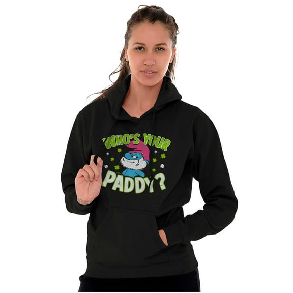 Funny Papa Smurf Who's Your Paddy Hoodie Sweatshirt Women Men Brisco Brands S