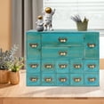thumbnail image 2 of Vintage Blue Storage Cabinet with 14 Drawers – Wood and Iron Organizer for Home, Office, Kitchen & Craft Supplies No Assembly Required, Elegant and Durable Design, 2 of 15