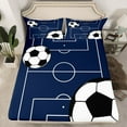 thumbnail image 3 of Feelyou Cartoon Rugby Sport Twin Sheet Sets, Football Soccer Lover Twin Fitted Sheet, Teens Kids Boys Girls Flat Sheet, Microfiber Bedroom Decor, 3-Piece, 3 of 8