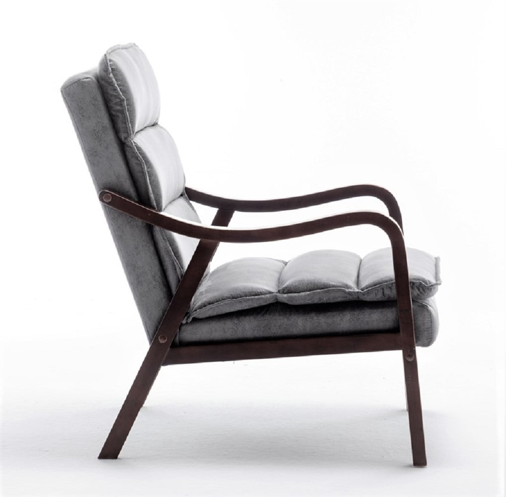 Uspridefurniture Clovis 24.8" Wide Mid-Century Modern Microfiber Armchair, Gray