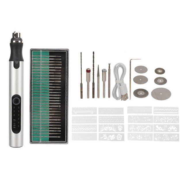 Electric Engraving Pen, USB Charging, Cordless, Indicator Lights, Automatic Power Failure Protection, Mini Grinding Pen, Silver