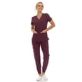 thumbnail image 3 of Saint Scrubs Women’s 9-Pocket Medical Scrub Set – V-Neck Stretch Top & 7-Pocket Jogger Pants, Lightweight, Easy Care Uniforms for Nurses & Healthcare, Plum, Large, 3 of 4