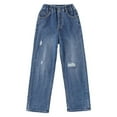 thumbnail image 3 of JHLZHS Cute Pants for Girls 10-12 Girls' Fashionable Distressed Denim Jeans and Wide Leg Pants for Spring and Autumn Girls Sweatpants 10-12 with Bow on The Side Jeans for Girls 9-10 Years Old, 3 of 9