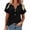 Black, variant on Ziynglg Tops for Women 1/4 Length Sleeve Notch Neck Button Tops Summer Fashion Loose Work Blouses Solid Color Shirts