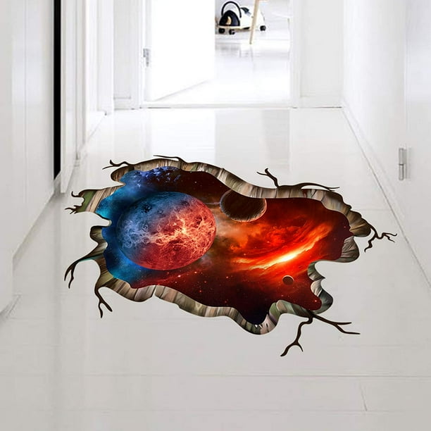 47.2 X 31.5 Huge 3D Outer Space Wall Stickers Milky Way Planet Removable Large Wall Floor Ceiling Decals Art Decorations Decor For Kids Boys