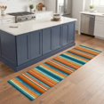 thumbnail image 2 of Hallway Runner Rug 2x6ft Teal Orange Striped Washable Runner Rug Non Slip Non-Shedding Low-Profile Abstract Vintage Watercolor Geometric Long Bathroom Floor Carpet Rugs for Kitchen Entryway Bedside, 2 of 8