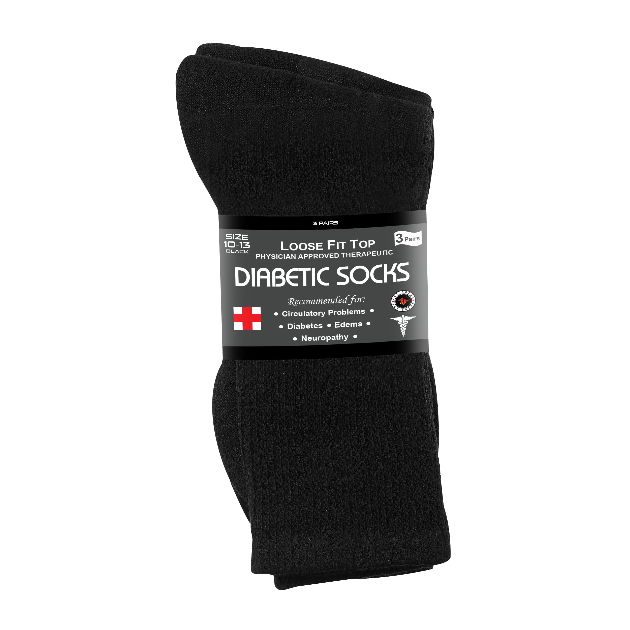 Diabetic Socks Men's & Women Crew Style Physicians Approved Socks, 3