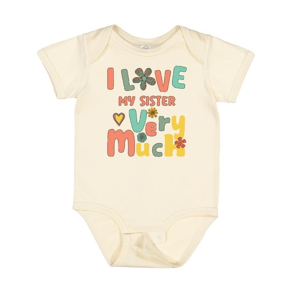 Inktastic Groovy Retro I Love My Little Sister Very Much Boys or Girls Baby Bodysuit