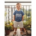 thumbnail image 5 of BemeyourBBs Jesus Love Me Toddler Baby Boys Easter Outfit Cute Summer Clothes Short Sleeve Letters Printed T Shirt Tops Shorts Set 2Pcs Baby Christening Clothes, 5 of 9