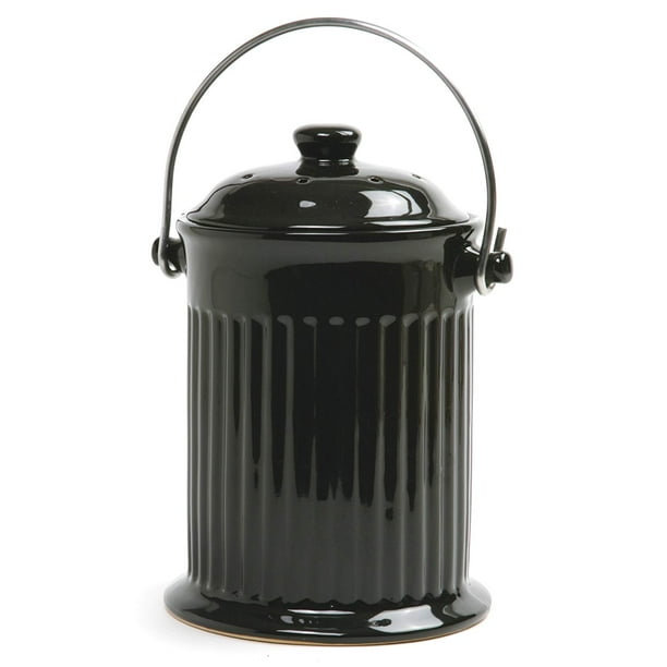 Norpro 1 gal Black Ceramic Kitchen Composting Bin