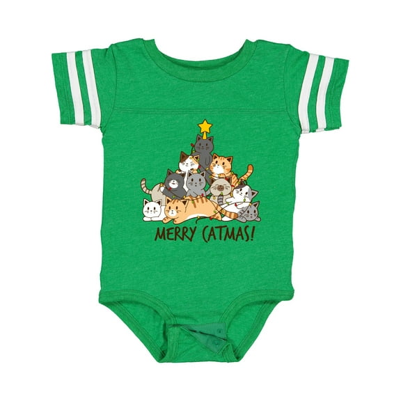 Inktastic Merry Catmas with Cat Tree and Yellow Star Boys or Girls Baby Bodysuit
