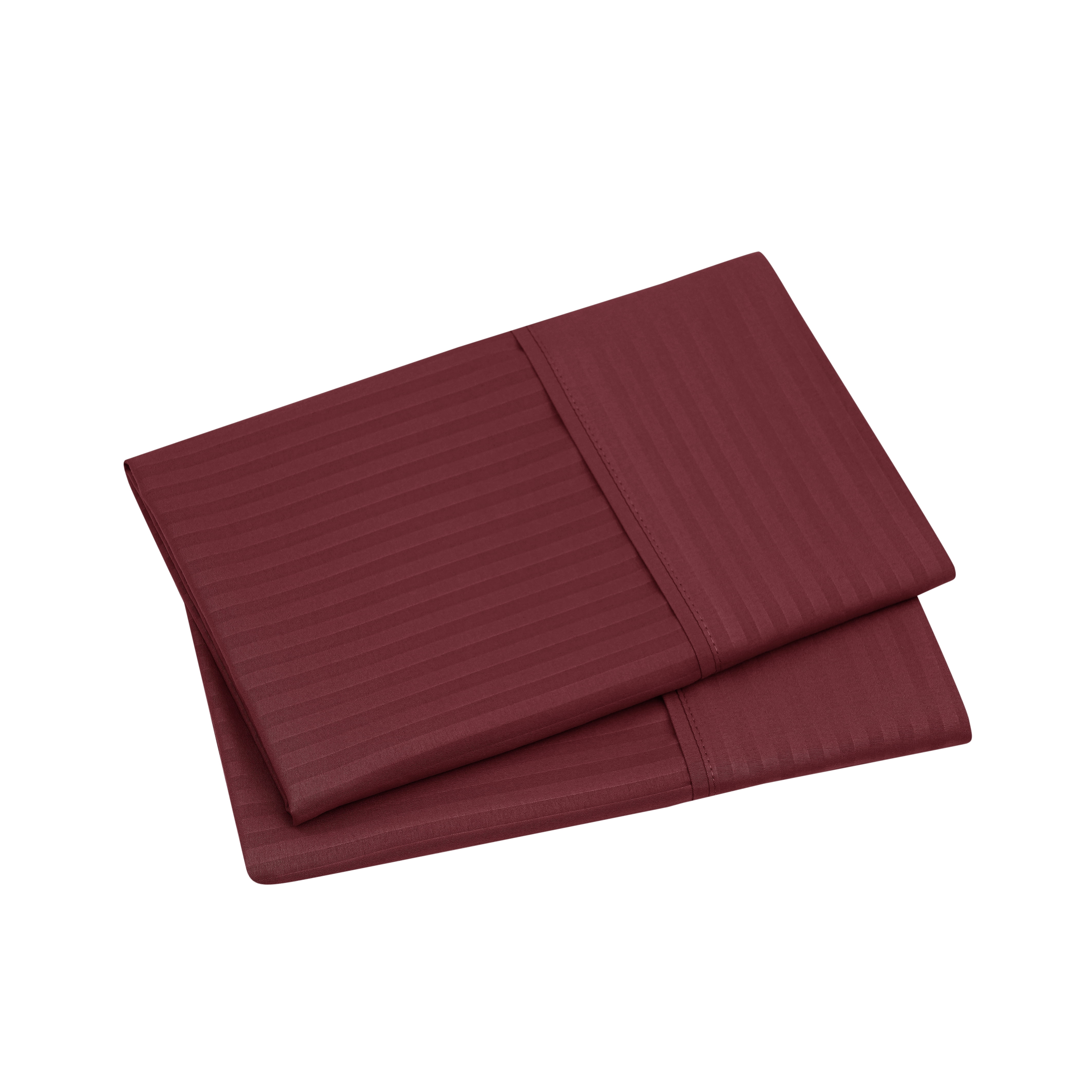 Mainstays Super Soft Brushed Microfiber Pillowcase Set, Luscious Red Merlot Embossed Stripe, Standard/Queen, 2 Piece