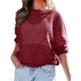 thumbnail image 2 of Long Sleeve Women Hollow Out Casual Knit Sweater, 2 of 5
