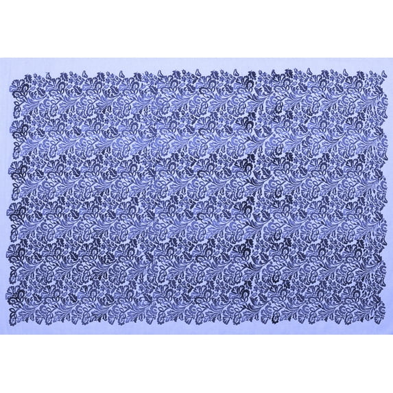 Ahgly Company Machine Washable Indoor Rectangle Abstract Blue Contemporary Area Rugs, 8' x 12'