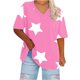 thumbnail image 1 of Camisetas de Verano de las Mujeres de Manga Corta con Cuello en V de Gran Tamaño Camiseta Deportiva Sólida, Base Cómoda Casual, 1 of 4