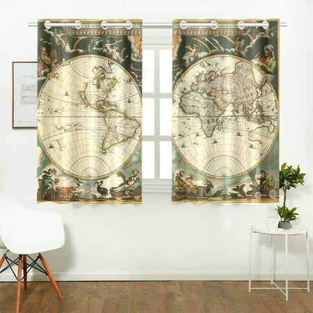 CADecor Vintage Old World Map Window Treatment Panel