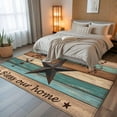 thumbnail image 5 of Teal Brown Texas Star 5x8 Area Rugs, Retro Country Star Farmhouse Wooden Non-Skid Rubber Backing Large Rectangle Rugs - Living Room Bedroom Home Office, Indoor Floor Mat Carpets Washable Rug, 5 of 9