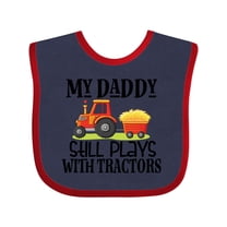 Inktastic Farming Daddy Plays with Tractors Boys or Girls Baby Bib