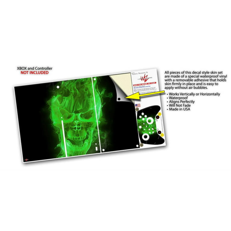 WraptorSkinz Skin Wrap compatible with the 2020 XBOX Series X Console and  Controller Flaming Fire Skull Green (XBOX NOT INCLUDED)
