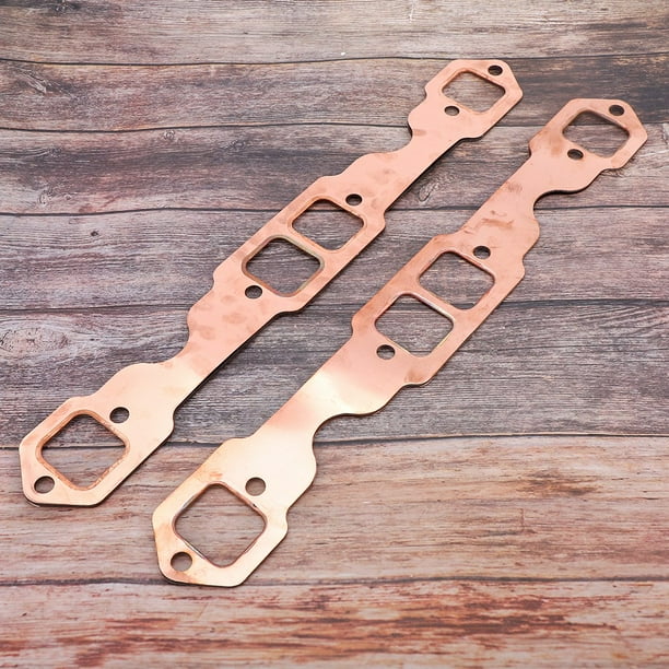OTVIAP 2pcs Square Port Copper Header Exhaust Gaskets Reusable Fit for SBC Chevy 327 305 350 383