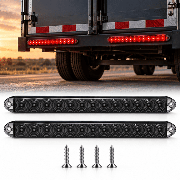 2-Pack 17" LED Trailer Lights Bars, Smoked Lens, 13-LED Trailer Tail Lights, 12V Stop Brake Turn Running Marker Lights, DOT Compliant, Waterproof for Cargo Trailer RV Truck Tractor Camper