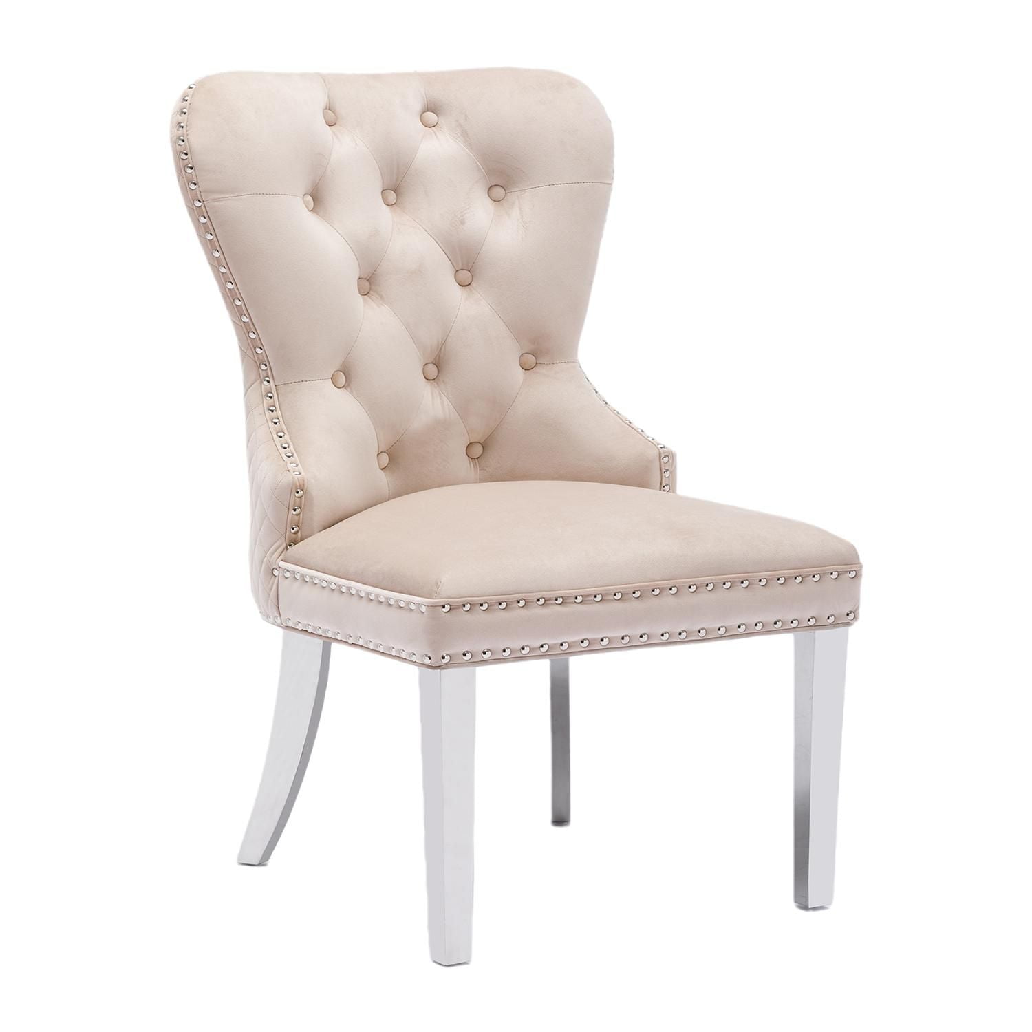 Alisha Beige Silver Dining Chair Canadian Furniture (Set of 2)