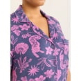thumbnail image 6 of Joyspun Women’s Notch Collar Top and Shorts Pajama Set with Piping, 2-Piece, Sizes XS-3X, 6 of 7