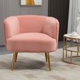 thumbnail image 7 of Pink Upholstered Velvet Accent Chair, Modern Reception Arm Chair Comfy Single Sofa Club Chair Leisure Living Room Chair with Golden Metal Legs for Bedroom Reading Room, Easy Assembly, 7 of 7