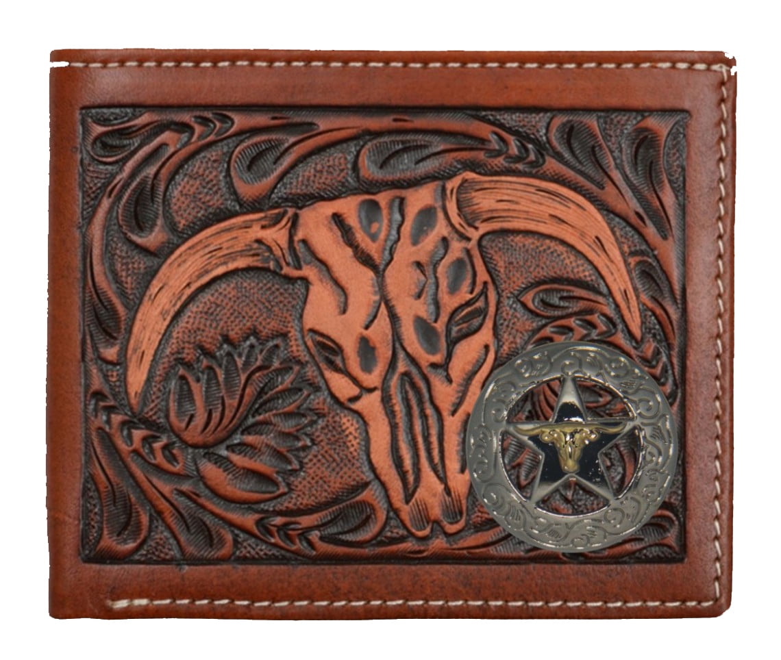Custom Longhorn Star American Flag Long Wallet with Distressed United States Flag