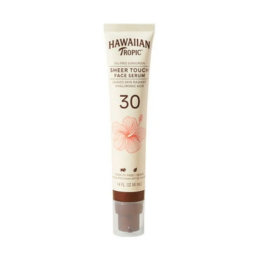 Hawaiian Tropic Sheer Touch Face Sunscreen Serum 1.4 Oz, SPF 30, Oil Free Sunblock