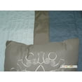 thumbnail image 3 of 11-Pc Clover Trellis Floral Geometric Pleated Comforter Curtain Set Slate-Blue Gray Off-White Queen, 3 of 4