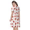 thumbnail image 2 of Bixox Women's Short Sleeve Summer Dress Loose Swing Knee Length Dresses with Pockets-Hand Drawn Strawberry, 2 of 7