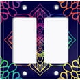 thumbnail image 6 of Metal Light Switch Plate Cover Rainbow Mandala Flower Tile Pattern Black MDL103, 6 of 13