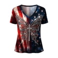 thumbnail image 4 of KHONTS 250th Anniversary USA Shirt for Women 250 America V-Neck T Shirt Short Sleeve Celebration Patriotic Flag Printed 1776-2026 Tees 02-Black S, 4 of 4