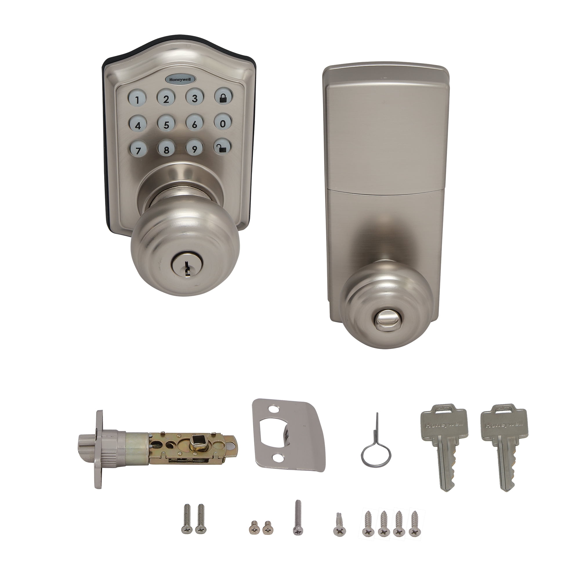 Honeywell Bluetooth Enabled Digital Door Knob Lock With Keypad, Satin  Nickel, 8832301S