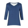 thumbnail image 7 of Aobny Tee Shirts Womens Tunic Blue Long Shirt Blouses & Tops Pullover V-Neck 3/4 Sleeve Casual Tops,XXL, 7 of 7