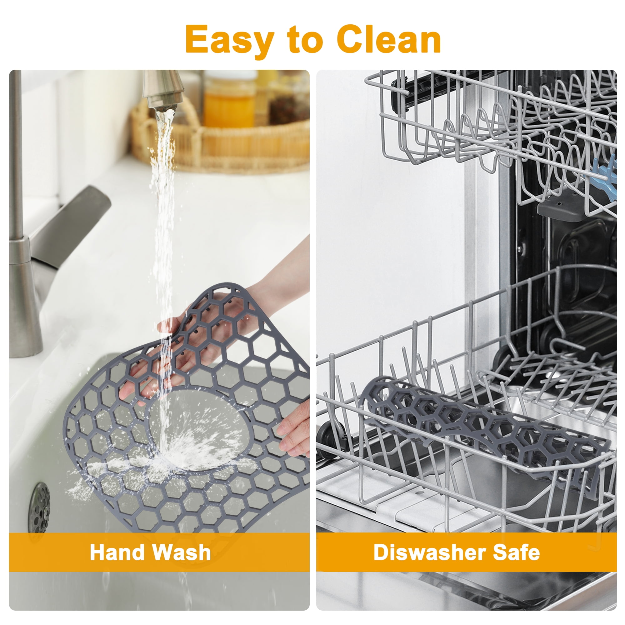 Unique Bargains 2pcs Sink Protectors for Kitchen Sink 12.4"x 11.5" Non-Slip Sink Mats Heat-Resistant to 500°F Sink Grid for Stainless Steel Sinks Dishwasher Safe Gray