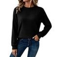 thumbnail image 2 of Women's Crew Neck Top, Soft Stretch Long Sleeve Solid Color Casual Slim Pullover Tops Basic Shirts for Weekend Errand Outfit, 2 of 5
