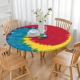 thumbnail image 3 of Colorful Tie Dye Pattern Round Fitted Tablecloth with Elastic Edge,Dining Table Cover Waterproof,Outdoor Round Tablecloth for Camping,Dining,Indoor and Outdoor, 3 of 7