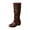Brown, variant on Brown Women'S Knee High Boots Round Toe Chunky Low Heel Patchwork Detail Casual Footwear Suitable For Spring Fall Daily Walking And Outdoor Wear Size 43