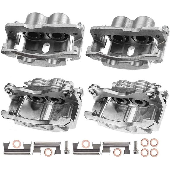 A-Premium Brake Caliper Assembly with Bracket Compatible with Chevrolet Silverado 1500 2002-2005 GMC Sierra 1500 2002-2005 Front and Rear 4-PC Set
