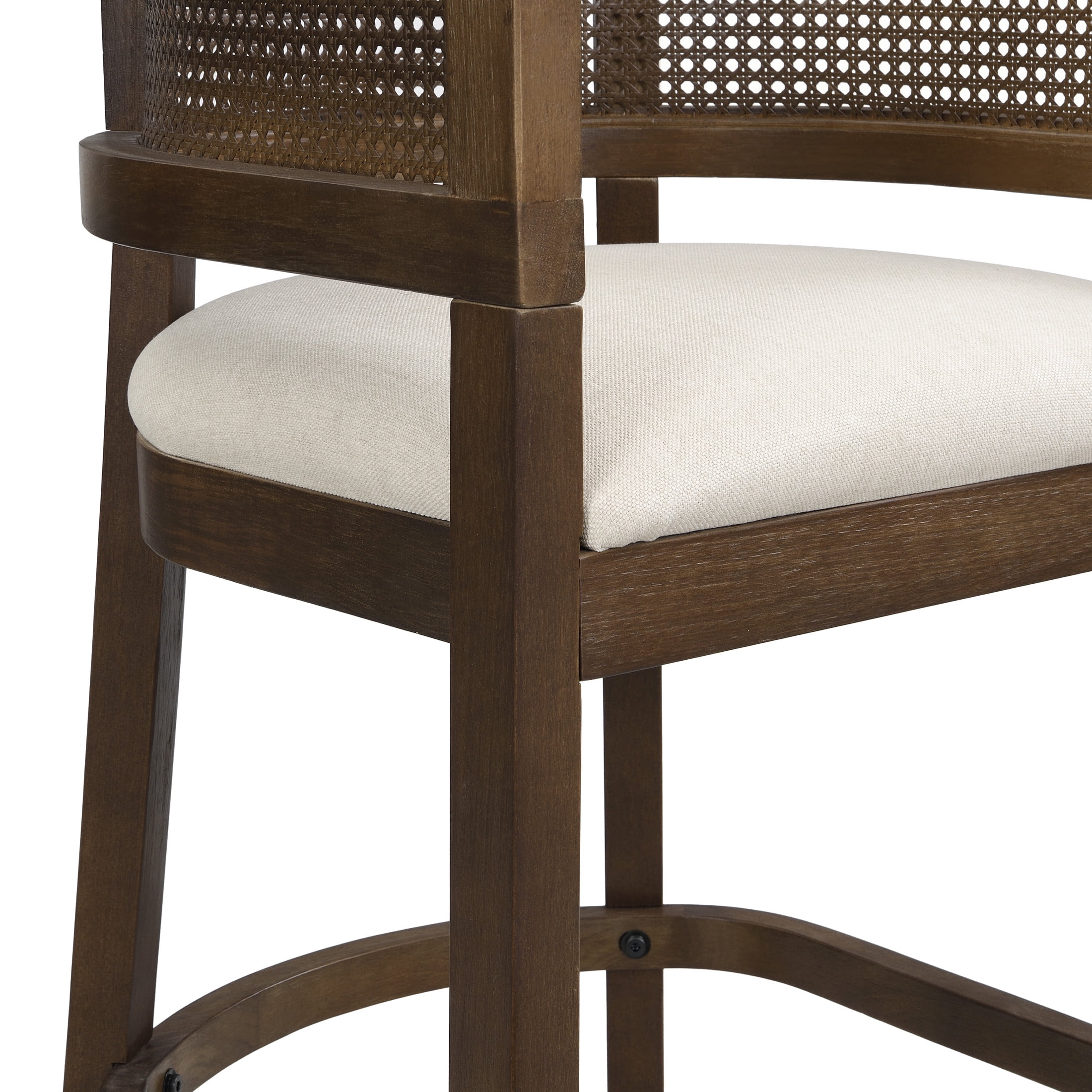 Christopher Knight Home 29.5" Upholstered Bar Stools, Wood Frame with Rattan Back, Walnut, Set of 2