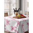 thumbnail image 6 of Cute Pink Bow Table Cloth, White Sweet Modern Watercolor Waterproof Tablecloth for Rectangle Tables, Reusable Washable Fabric Table Cover for Restaurant Kitchen Dining Tables 52"x70", 6 of 6