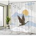 thumbnail image 4 of Ambesonne Japanese Print Shower Curtain, Crane Bird Mountain, 69"Wx84"L, Sand Brown and Ceil Blue, 4 of 4