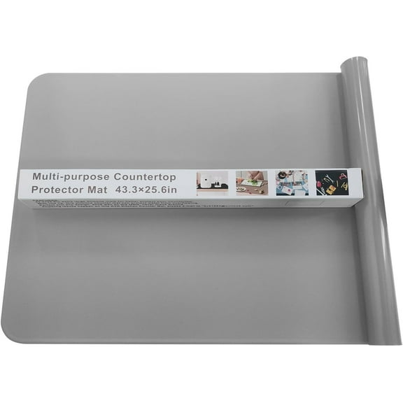 KVK Silicone Mat Silicone Mats for Kitchen Counter Silicone Craft Sheet Large Silicone Pad Desk Work Mat Countertop Protector Table Placemat Resin Casting Molds Mat Nonstick Nonskid 43.3×25.6in Grey