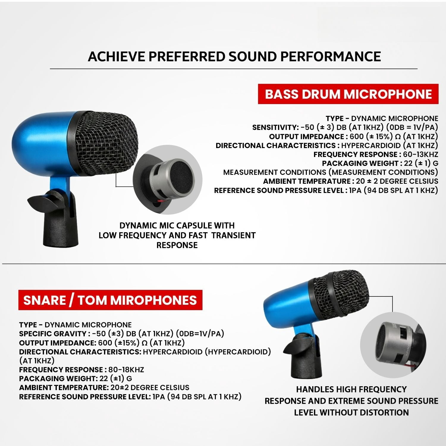 Bass Microphone, Portable Microphone, Clip-on Microphone, with Desktop Stand and XLR Interface, Suitable for Recording Studios and Concerts